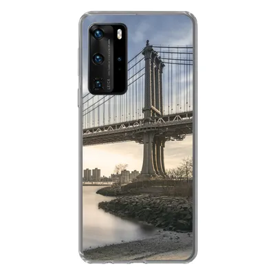 Produktbild von MuchoWow® Handyhülle Schutzhülle Hülle für Huawei P40 Pro New York - Fluss - Brücke Silikon Softcase Handy Hülle - Schutz