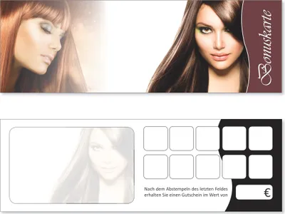 Produktbild von Premium Bonuskarten-Set (200 Stk.) Bonuskarten mit 10 Stempelfeldern Friseur Bonuskarten, Coiffeur Treuekarten, Frisör Kundenkarten passend für Wellness, Massagen, Kosmetik uvm.