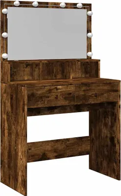 Produktbild von vidaXL Schminktisch mit LED-Beleuchtung Räuchereiche 80x41x134,5 cm