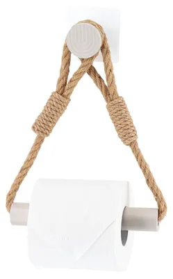 Obrázok produktu pre TENDANCE | Držiak na toaletný papier - biely - Lano - Juta - Boho - Rustikálny - Bambus
