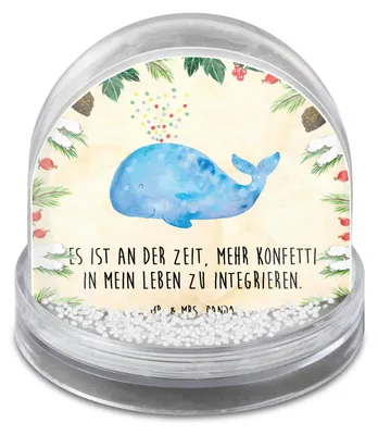 Produktbild von Mr. & Mrs. Panda Schneekugel Weihnachten Wal Konfetti - Naturpapier - Geschenk, Diät, Abnehmen, Meer, Winter-Schneekugel, Weihnachts, Geburtstag, Wale, Neuanfang