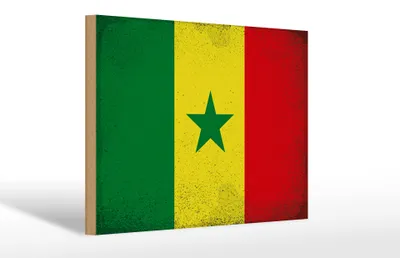 Produktbild von Holzschild Flagge Senegal 30x20cm Flag of Senegal Vintage