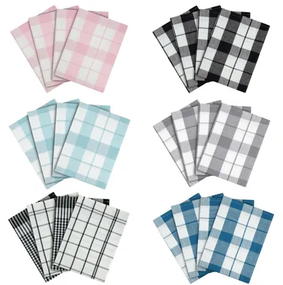 Produktbild von Geschirrtücher 4er Set - Schwarz / Weiß - 50x70 cm - Küchentücher Abtrocken Tücher Küchen Helfer 100% Baummwolle Putztuch