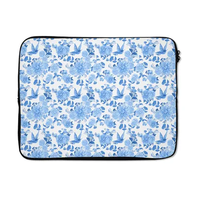 Produktbild von MuchoWow® Laptop Hülle 15 Zoll Blumen - Muster - Blau Laptoptasche - Laptoptasche - Sleeve - Rundum-Schutz