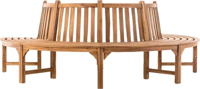 Produktbild von Baumbank VEGAD - Holz Teak 250x125x92 cm | Halbrunde Sitzbank Mit Lehne Baumbank Gartenbank Für Baum
