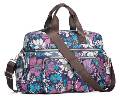 Productafbeelding van KONO dameslichte handtas, waterdichte schoudertas met bloemenprint, groot formaat