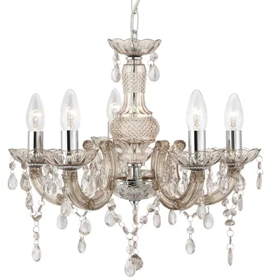 Immagine prodotto di Lampadario Marie Therese Vetro Trasparente Policarbonato Cromo 5 Luci E14