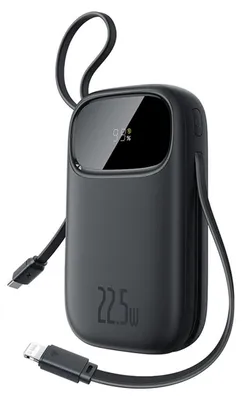 Immagine prodotto di Powerbank Baseus Enerfill Fc31 10000Mah 22,5W con display digitale e 2 cavi integrati (Usb-C + Lightning) - Nero