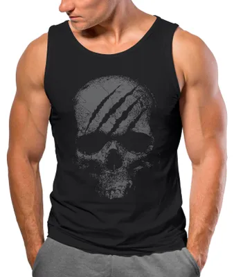 Produktbild von Herren Tank-Top Totenkopf Skull Totenschädel Skelett Print Aufdruck Muskelshirt Streetstyle Neverless® schwarz M