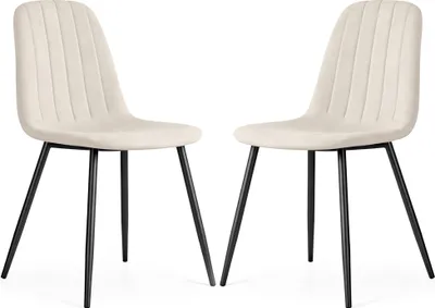 Immagine prodotto di Set di 2 Sedie in velluto trapuntate LUMO Beige gambe nere