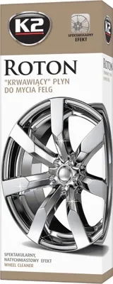 The image shows the packaging of a car wheel cleaner product, featuring a prominent image of a clean, shiny car wheel.