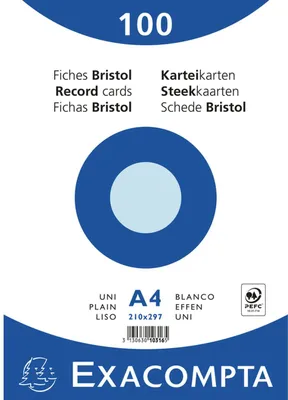 Produktbild von Exacompta Karteikarten blanko DIN A4 100 Stück blau