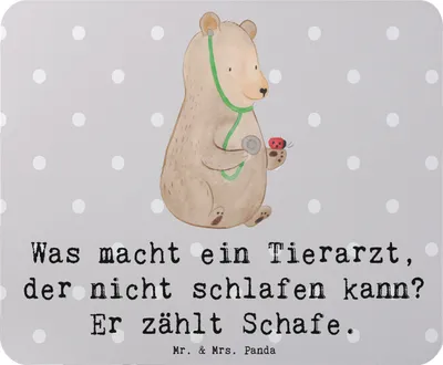Produktbild von Mr. & Mrs. Panda Mauspad Tierarzt Schafzählen - Grau Pastell - Geschenk, Berufe, liebevolles Dankeschön, Mousepad, handgefertigte Geschenke, personalisierte, Mouse Pad
