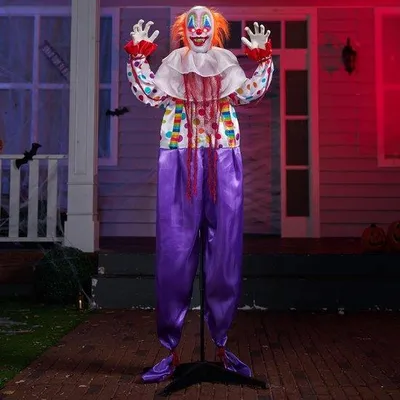 Produktbild von Halloween-Klownschaufenster - Großer Clown - Gartenbeleuchtung - Bewegungssensor - 165 cm - Blau