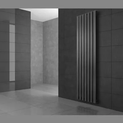 Obrázek produktu pro LuxeBath Stella designové deskové otopné těleso středové připojení 480 x 1800 mm antracit s připojovací sadou včetně termostatu rohová stěna - ploché, bez topného tělesa