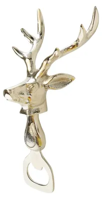 Flaschenöffner Hirsch, silber glänzend, Aluminium, 8x6x18 cm