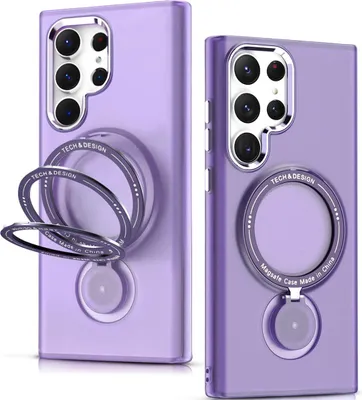 Image de Etui pour Samsung Galaxy S23 Ultra, compatible MagSafe, magnétique avec support, coque rigide mate Violet