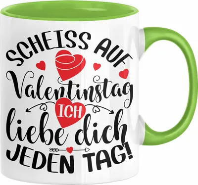 Produktbild von Valentinstag Tasse Geschenk für Ihn Sie Männer Für Paare Freundin Geschenkidee Kaffee-Becher Liebe Ich Liebe dich Jeden Tag (Grün)