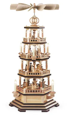Produktbild von Tischpyramide Tischpyramide Heilige Geschichte 4-stöckig natur elektr. beleuchtet und angetrieben (120V 50Hz) (LxBxH):33x29x70cm NEU