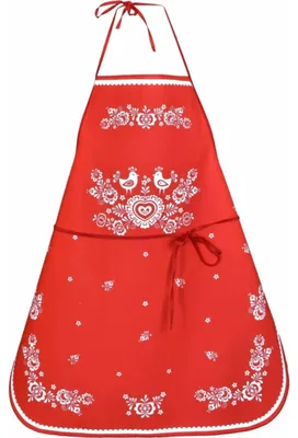Zdjęcie produktu dla Fartuch kuchenny Folk, czerwone tło, 64x76 cm