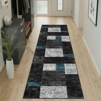 Produktbild von Carpetsale24 Designer Wohnzimmer Teppich Modern Weicher Kurzflor Teppich Konturenschnitt Pflegeleicht, Grösse: 80x300 cm