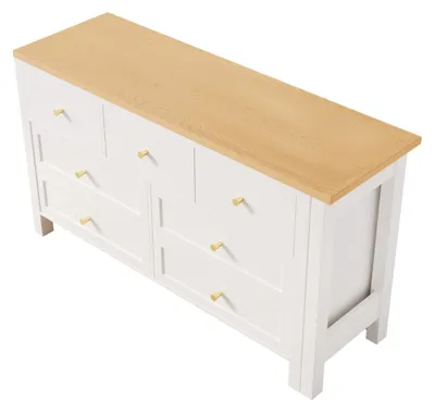 Produktbild von Schreibtisch mit 7 Schubladen - L-förmiger Eckschreibtisch - 2-in-1-Drehteller und Sideboard - 360° drehbare Tischplatte - Eichenoptik