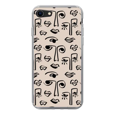 Produktbild von MuchoWow® Handyhülle Schutzhülle Hülle für iPhone SE 2020 Muster - Lippen - Strichzeichnungen Silikon Softcase Handy Hülle - Kartenbesitzer