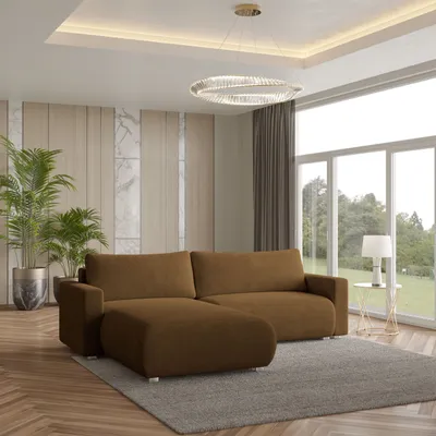 Produktbild von Masseno Ecksofa TURIN N mit Schlaffunktion L-Form, Sofa mit Bettkasten, Wohnzimmersofa, Couch, Soffa, Bettsofa, Couchgarnitur- Brąz, NOW OR NEVER 56