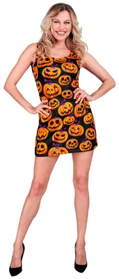 Imagen del producto de Vestido para mujer con estampado de calabaza en color negro - Talla S