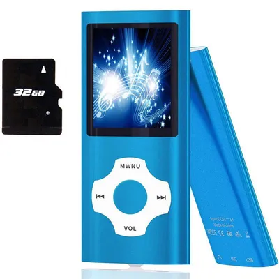 Produktbild von MP3/MP4 Player mit 32 GB Speicherkarte – Tragbarer Musikplayer mit 1,8" LCD-Display, FM-Radio, Schlankes Design, Digitaler Audio Playe