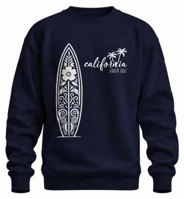 Zdjęcie produktu dla California Santa Cruz Surfbretter Surfen Palmen Strand Vintage Uni  Sweatshirt Pullover, Navy, L