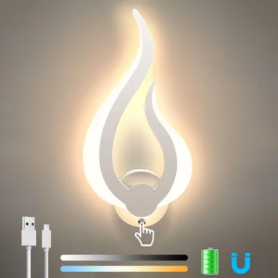 Productafbeelding van LED Wandlamp Draadloos Wit - Oplaadbaar Batterij - 3 Kleurtemperaturen