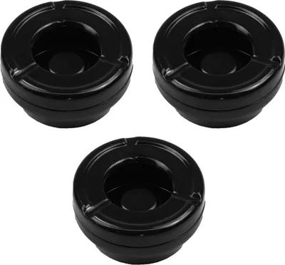 Produktbild von 3 Stück Windaschenbecher Aschenbecher mit abnehmbaren Deckel aus Melamin in schwarz ø 10cm