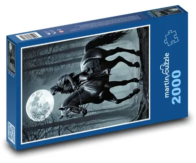 Produktbild von Puzzle 2000 Ritter auf einem Pferd bei Vollmond - martinpuzzle