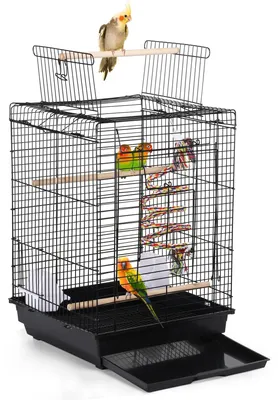 Productafbeelding van Yaheetech vogelkooi met dak, 40 x 40 x 58 cm, zwart