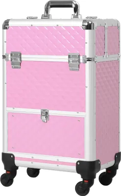 Produktbild von HOMCOM Professioneller Make-up-Koffer mit Schublade, Make-up-Koffer mit Rollen für Reisen, Arbeit, 34 x 25 x 62 cm, Rosa