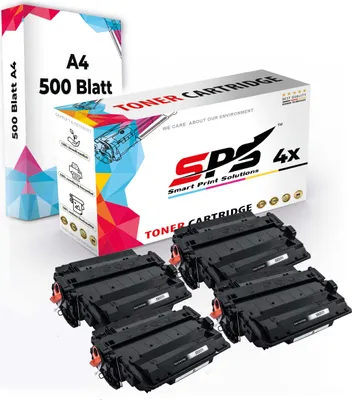 Produktbild von Druckerpapier A4 + 4x Multipack Set Kompatibel für HP Laserjet Pro M 521 (CE255X/55X) Toner Schwarz