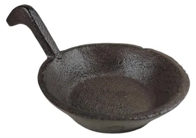 Gusseiserner Mini-Pfannen-Kerzenhalter, 5 cm Standfläche, rustikal