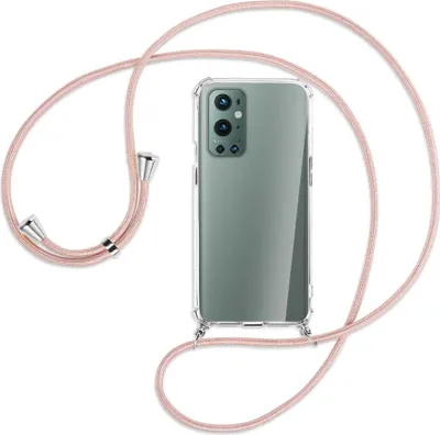 Produktbild von Handykette Backcover-Schutzhülle mit Band (Metall silberfarben) für OnePlus 9 Pro - roségold