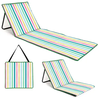 Image de just be... Matelas solaire de plage, pliable, léger, portable, réglable, chaise longue avec dossier et poche pour objets de valeur pour les vacances, le jardin, le camping