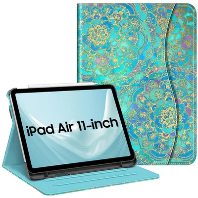 Produktbild von FINTIE Hülle für iPad Air 11 Zoll M4/M3/M2 (2026/2025/2024), iPad Air 5./4. Generation 10,9 Zoll (2022/2020), Multi-Winkel Betrachtung Folio Stand Schutzhülle Case mit Dokumentschlitze, Jade