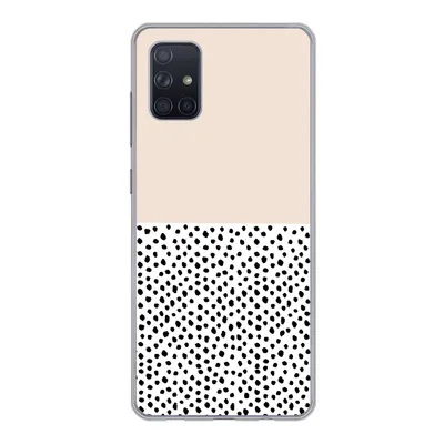 Produktbild von MuchoWow® Handyhülle Schutzhülle Hülle für Samsung Galaxy A71 Polka dots - Weiß - Schwarz Silikon Softcase Handy Hülle - Kartenbesitzer