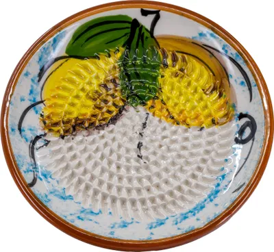 Image de Assiettes en céramique Kaladia avec 2 citrons - assiettes peintes à la main avec un joli décor - assiettes à râper - Fabriquées en Espagne