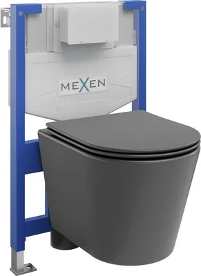 Produktbild von Mexen WC-Unterputzmontageset Felix XS-F Rahmen mit WC Rico mit Absenk-Automatik, Dunkelgrau matt - 68030724071