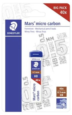 Produktbild von STAEDTLER Mars micro 255 Mine für Druckbleistift Blisterkarte mit Minendose, 0.5 mm, HB