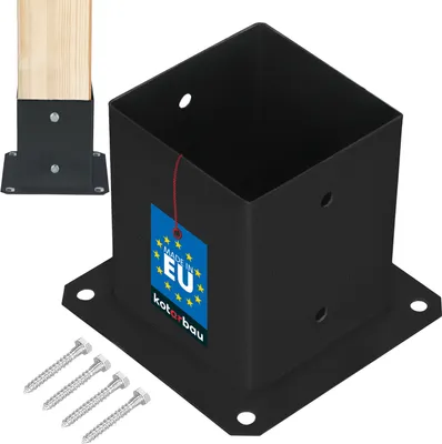 Produktbild von KOTARBAU Pfostenträger Aufschraubhülse, Stahl feuerverzinkt pulverbeschichtet, für 120x120 mm Vierkantholzpfosten, Maße 121x121x150 mm, für Zäune, Privat & Industrie, statisch relevant