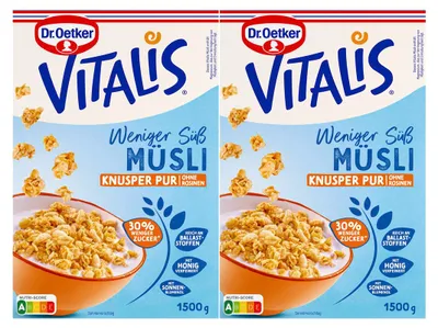 Image de Vitalis Muesli croustillant pur moins sucré Dr Oetker 1500g 2er Pack