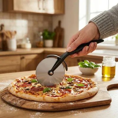 Produktbild von Pizzaschneider Schwarz mit ergonomischem Griff