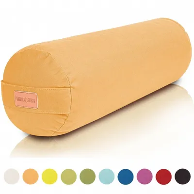 Produktbild von GORILLA SPORTS® Yoga Bolster - Ø20 cm, Waschbarer Bezug, aus 100% Baumwolle, mit Dinkelfüllung, Tragegriff, Orange - Yogarolle, Yogakissen, Yogabolster, Pilates, für Restorative Yoga