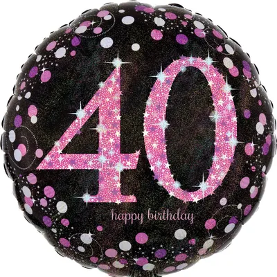 Immagine prodotto di AMSCAN 3378601 Palloncino in foil Buon compleanno 40 - Ø 43 cm, nero/rosa, coriandoli